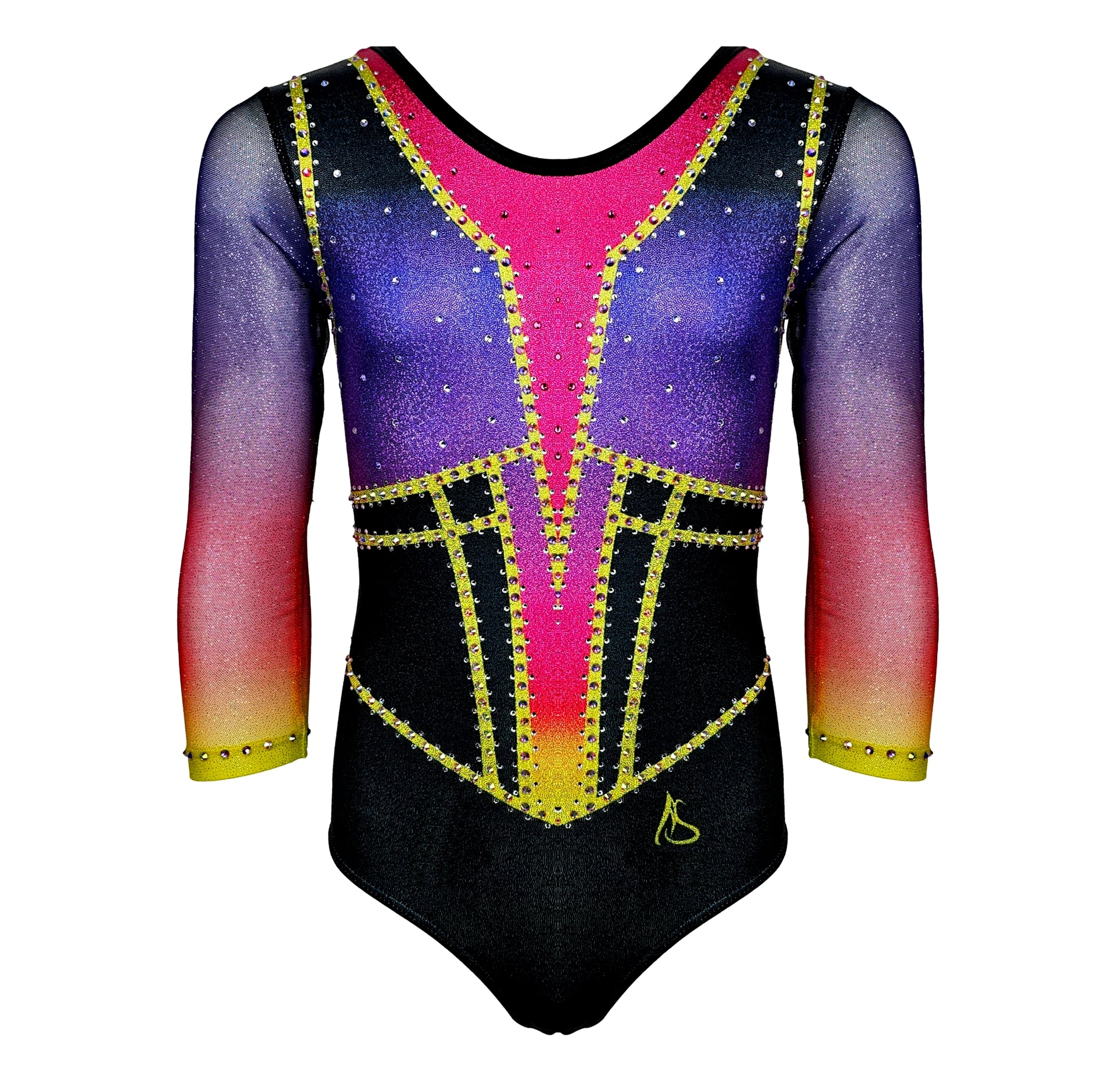 ostium do gimnastyki artystycznej AWIA PINK Astraja - profesjonalny różowy strój z długim rękawem, przód