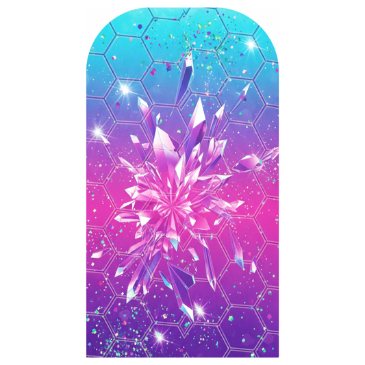 Pokrowiec na sukienkę łyżwiarską Diamond Ice - tył z geometrycznym wzorem diamentowym w odcieniach niebieskiego