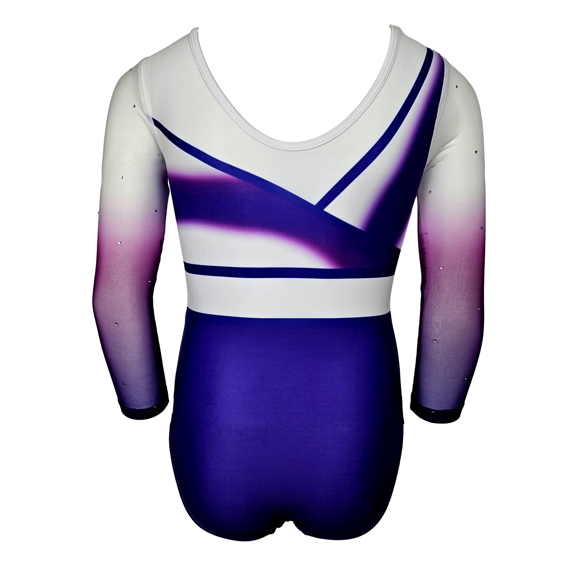 Strój gimnastyczny FLORA VIOLET Astraja - fioletowy kostium do gimnastyki artystycznej i akrobatyki, tył