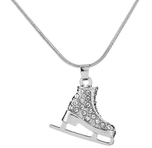 SKATE NECKLACE WITH ZIRCONIA, SILVER