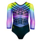 Kostium do gimnastyki MATRIX Astraja - profesjonalny wielokolorowy strój z czarnymi paskami, przód