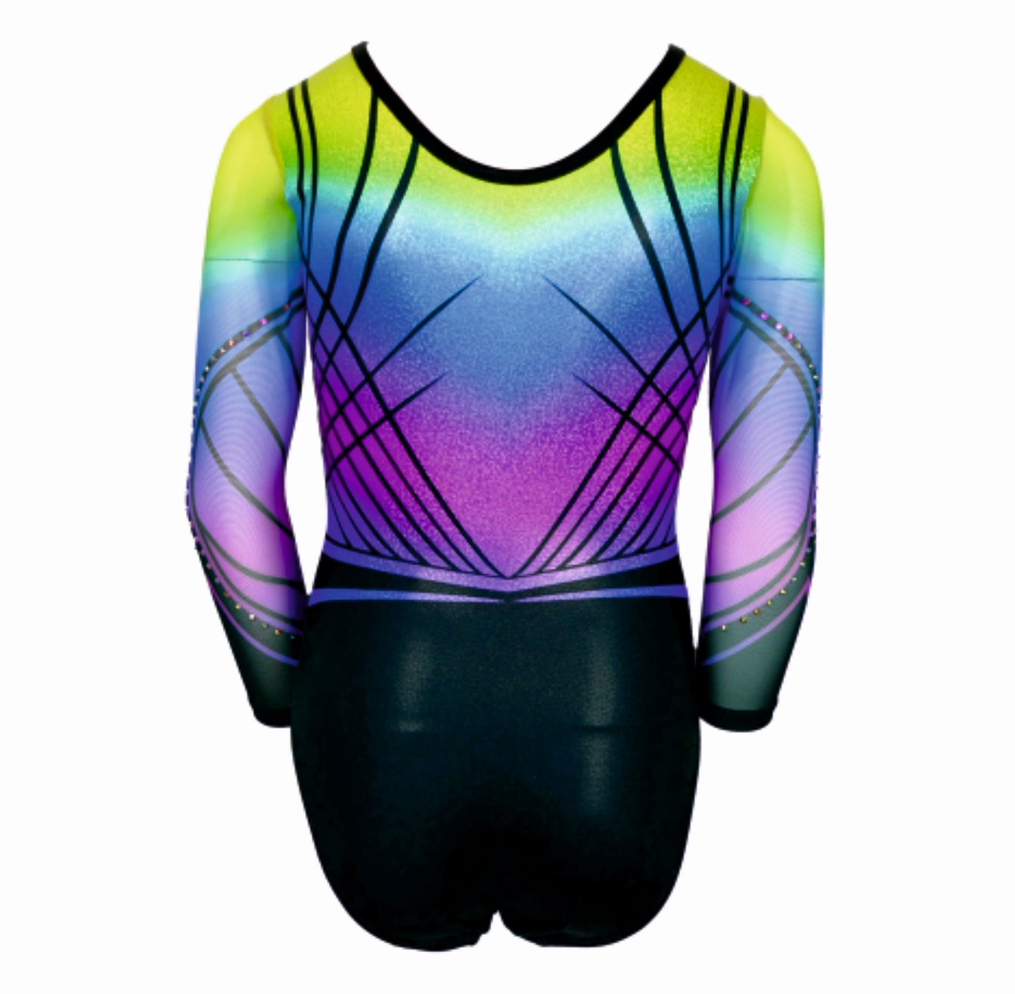 Strój gimnastyczny DRAGONFLY Astraja - wielokolorowy kostium do gimnastyki i akrobatyki, tył
