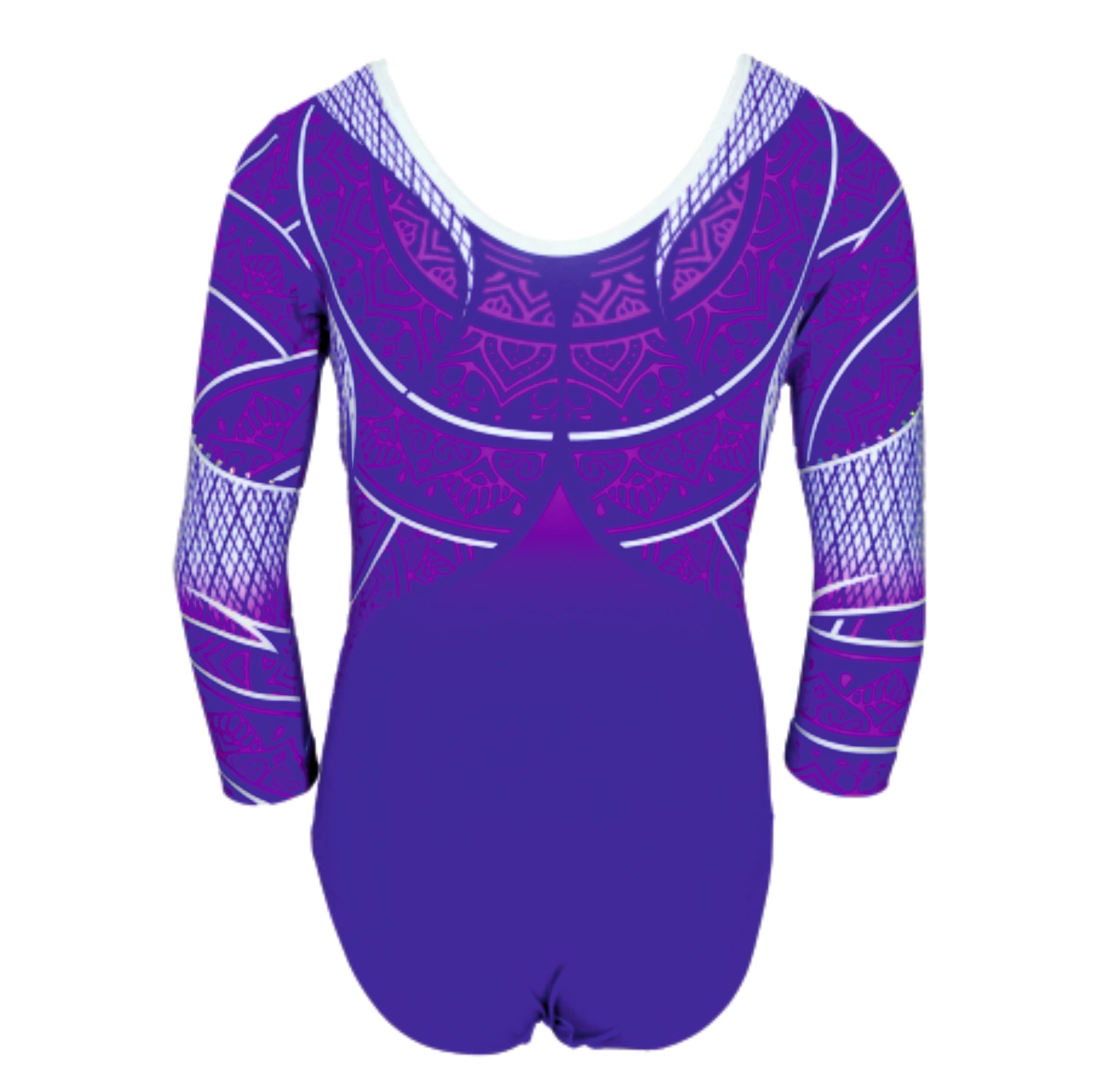 Strój gimnastyczny MANIPURI VIOLET Astraja - fioletowy kostium do gimnastyki i akrobatyki, tył
